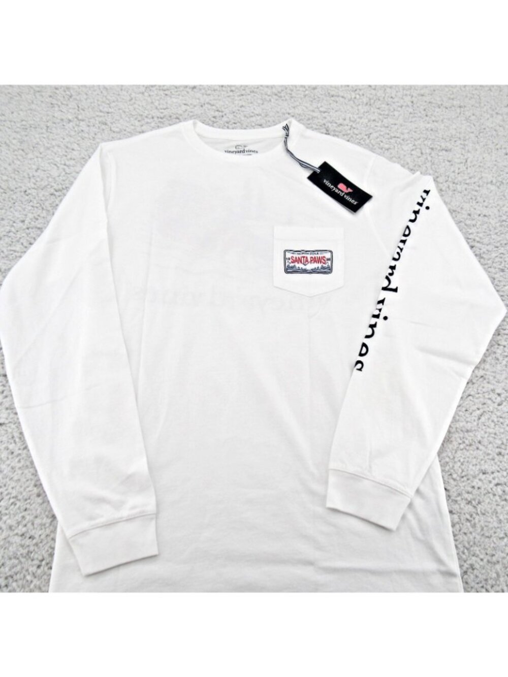Vineyard Vines Graphic Santa Paws Sleigh Men's Size Large Long Sleeve Shirt NEW - Picture 3 of 10